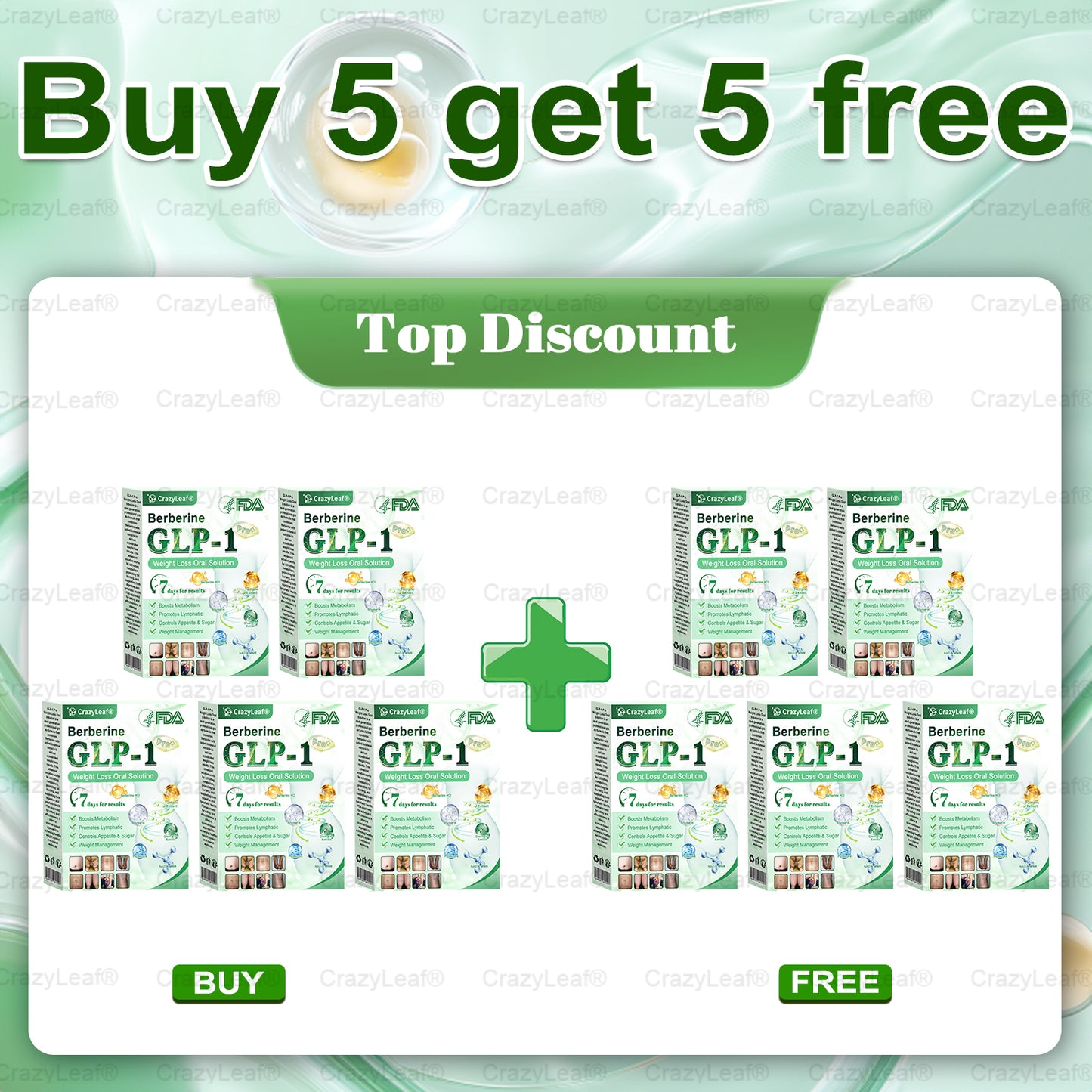 Only 10 Boxes left! We're offering you an additional 30% discount! Get yourself in shape and healthy. Miss out now, and you won't have another chance until next year.CrazyLeafยฎ
