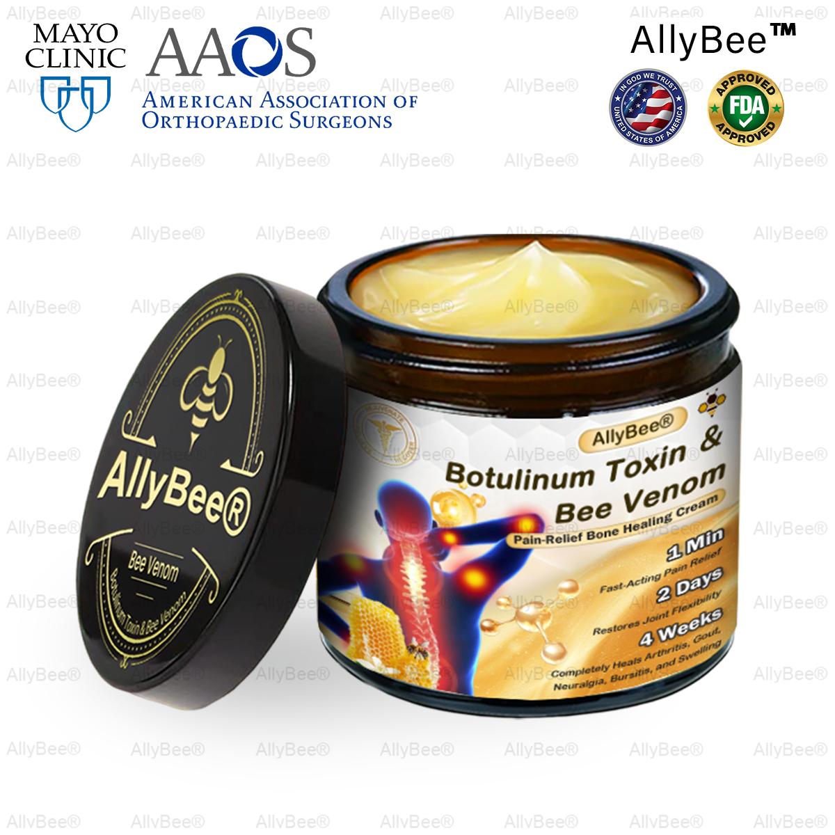 Only 5 Jars Left! Get an exclusive 50% discount on AllyBee™ Cream today! Find relief from arthritis and joint pain in just 1 to 4 weeks. Don’t miss out—Thanksgiving Special Offer! Plus, enjoy a 180-day money-back guarantee. Act fast!