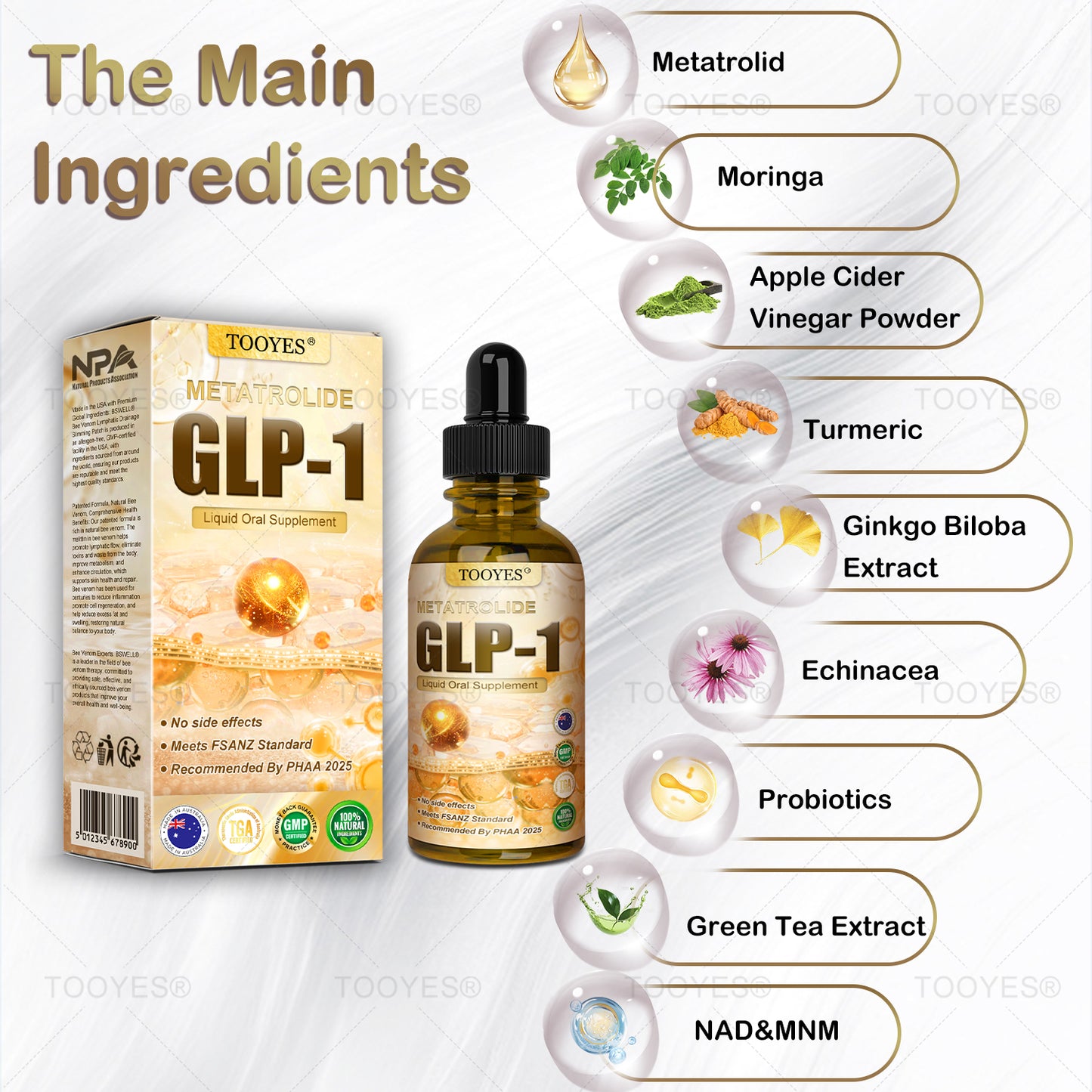 TOOYES® GLP-1 Slimming & Health Boost Drops Food-grade fat burner Developed by The Obesity Society)