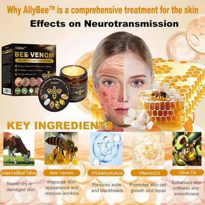 Mayo Clinic Official:AllyBee™ Bee Venom TALLOW ALL-in-oneTreatment Cream for Anti-Aging, Acne, Scars, Warts, Psoriasis, Dark Spots, Wrinkles & Eczema Relief
